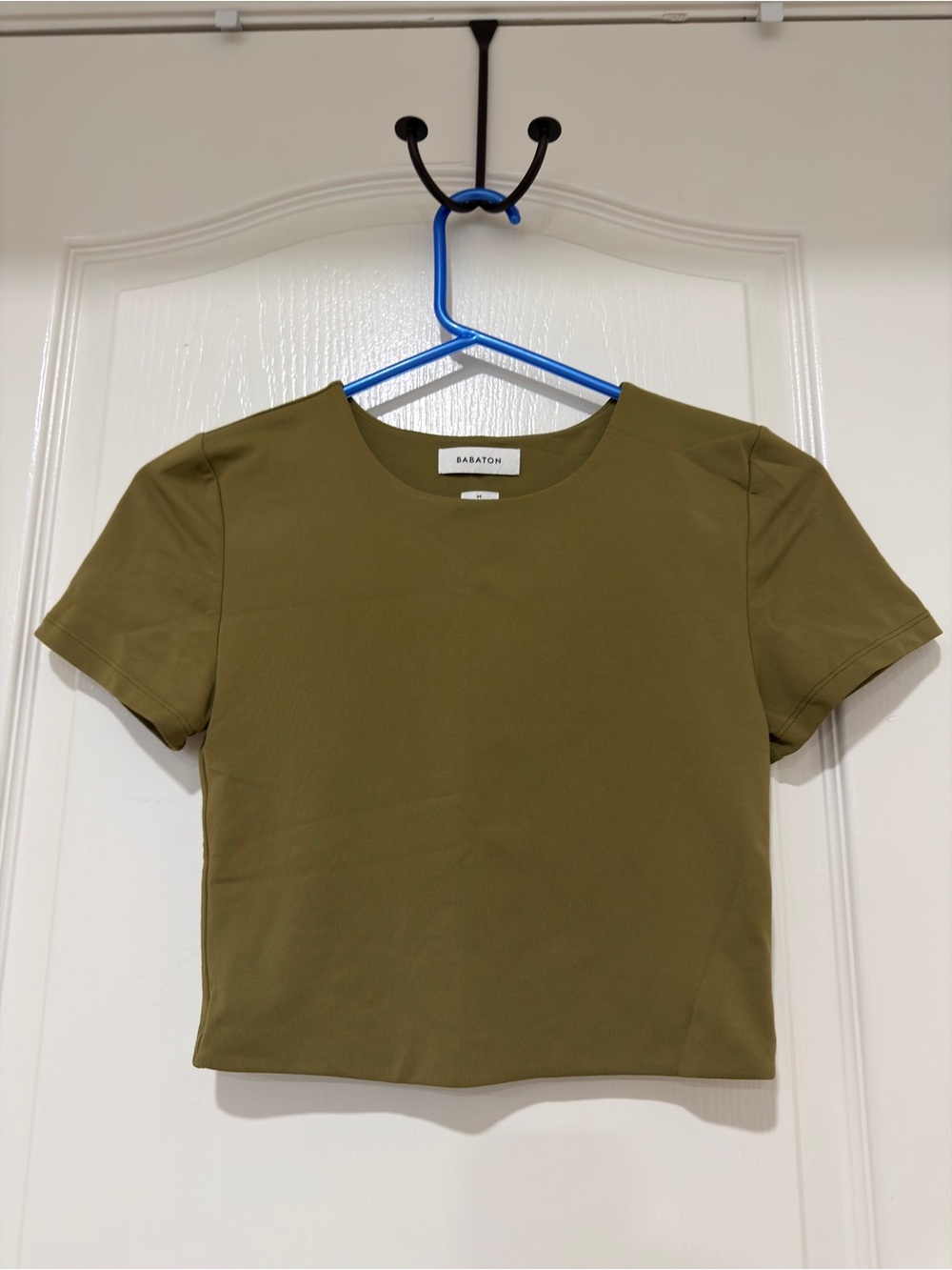 Babaton Olive Ribbed Cropped Top